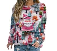 Générique Pull de Noel Femme Sweat Grande Taille Rigolo Impression Sweat-Shirt Hiver Décontracté Drole Sweatshirts Automne Moche Confortable Pullover Manche Longue Col Rond Vêtements S-3XL