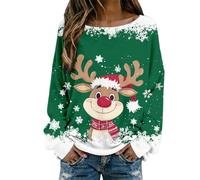 Générique Pull De Noel Femme Sweatshirts Christmas Noel Pull Manches Longues Col Rond Rigolo Moche Sweat Multicolore Imprimé Bonhomme de Neige Sweatshirt Grande Taille Pullover