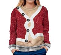 Générique Pull de Noel Femmes Hiver Moche Noël Drole Sweatshirt Femme Noël Manches Longues Polaire Chaude Ample Christmas Funny Pullover Col Rond Renne De Lumineux Hiver Sportswear