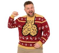 Générique Pull de Noël Homme avec Un Motif Excentrique au Centre, tricoté en Maille Douce et Chaude, très Confortable et Amusant pour Toutes Les fêtes, idéal pour la Maison et Les soirées.