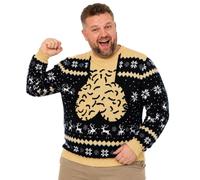 Générique Pull de Noël Homme avec Un Motif Excentrique au Centre, tricoté en Maille Douce et Chaude, très Confortable et Amusant pour Toutes Les fêtes, idéal pour la Maison et Les soirées.