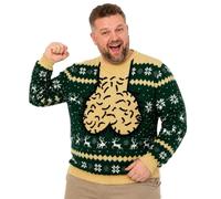 Générique Pull de Noël Homme avec Un Motif Excentrique au Centre, tricoté en Maille Douce et Chaude, très Confortable et Amusant pour Toutes Les fêtes, idéal pour la Maison et Les soirées.