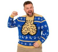 Générique Pull de Noël Homme avec Un Motif Excentrique au Centre, tricoté en Maille Douce et Chaude, très Confortable et Amusant pour Toutes Les fêtes, idéal pour la Maison et Les soirées.