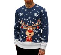 Générique Pull De Noël Homme Le Père Imprimé Moche Décontracté en Tricot pour Doux, Sweater 3D Impression Moche Jumper Rigolo Pull Over Noel Sweat-Shirt Merry Christmas Sweatshirt