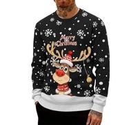 Générique Pull De Noël Homme Le Père Imprimé Moche Moches de Noel Sweatshirt, Noël Renne imprimé Rigolo Impression Sweat-Shirt Hiver 3D Rigolo Cadeau Homme