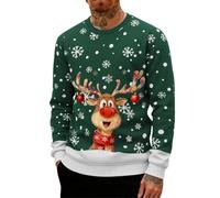 Générique Pull De Noël Homme Le Père Imprimé Moche Moches de Noel Sweatshirt, Noël Renne imprimé Rigolo Impression Sweat-Shirt Hiver 3D Rigolo Cadeau Homme