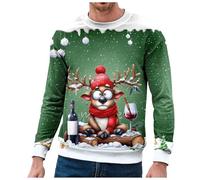 Générique Pull De Noël Homme Le Père Imprimé Pull Moche Noël Décontracté Pulls en Tricot pour Noëls Doux Sweater Col Rond Pulls Chaud Sweats Manches Longues