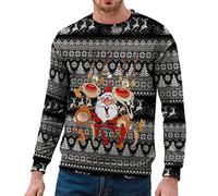 Générique Pull De Noël Homme Le Père Imprimé Pull Moche Noël Décontracté Pulls en Tricot pour Noëls Doux Sweater Col Rond Pulls Chaud Sweats Manches Longues