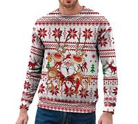 Générique Pull De Noël Homme Le Père Imprimé Pull Moche Noël Décontracté Pulls en Tricot pour Noëls Doux Sweater Col Rond Pulls Chaud Sweats Manches Longues