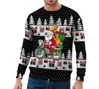 Générique Pull De Noël Homme Pull Homme Manches Ugly Christmas Jumper De Noel Cerf Moches Pullover Moche Sweat Shirt Noel Cadeau Noël 3D Adultes Hommes Femmes Sauteur Moche