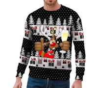 Générique Pull De Noël Homme Pull Homme Manches Ugly Christmas Jumper De Noel Cerf Moches Pullover Moche Sweat Shirt Noel Cadeau Noël 3D Adultes Hommes Femmes Sauteur Moche