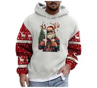 Générique Pull de Noel Homme Pulls De Noël Moche Noel Sweat Noël Adulte À Capuche 3D Renne À Capuche Xmas Pull Top Père Sweat Shirt Hommes avec Poches 2026 (E-Light Gray, M)