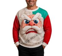 Générique Pull de Noel Homme sans Capuche Sweat-Shirt Col Rond Manches Longues, 3D Impression Motif Renne Drôle Moche, Confortable Grande Taille Pullover, Hauts Automne Et Hiver pour Les fêtes de Noë