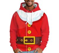 Générique Pull De Noël Homme - Sweat à Capuche à Manches Longues avec Poche, Impression Père Noël, Style Moche et Drôle, Haut Novateur pour Un Look Humoristique(XXXL)