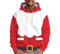 Générique Pull De Noël Homme - Sweat à Capuche à Manches Longues avec Poche, Impression Père Noël, Style Moche et Drôle, Haut Novateur pour Un Look Humoristique(White, L)