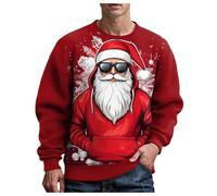 Générique Pull De Noel Homme Sweat De Noel Homme Manches Ugly Christmas Jumper Pull Cerf Moches Pullover Moche Sweat Shirt Cadeau Noël Over Chandail pour Unisexe Moche Noël