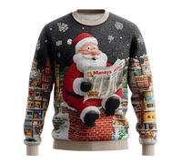 Générique Pull de Noel Homme Sweat-Shirt en Tricot Noël Impression Moche Col Rond Jumper Tops À Manches Longues Pullover T-Shirt Mode Funny Grande Taille Hauts sans Capuche Sweatshirts