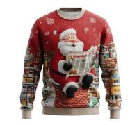 Générique Pull de Noel Homme Sweat-Shirt en Tricot Noël Impression Moche Col Rond Jumper Tops À Manches Longues Pullover T-Shirt Mode Funny Grande Taille Hauts sans Capuche Sweatshirts