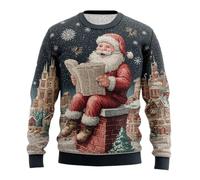 Générique Pull de Noel Homme Sweat-Shirt en Tricot Noël Impression Moche Col Rond Jumper Tops À Manches Longues Pullover T-Shirt Mode Funny Grande Taille Hauts sans Capuche Sweatshirts