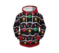 Générique Pull de Noël Homme Ugly Sweat Noel Homme à Capuche Pull de Noël Moche Père Noel Renne Verres à Vin Rigolo Renne Impression 3D DéContracté Chaud Pulls Manches Longues Ugly Christmas Sweater