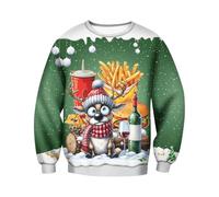 Générique Pull de Noel Moche Homme, Pull Noel Unisexe Teeshirts Homme Manche Longue Teeshirt Homme Coton Cher PèRe Noël Sweat de Noël Pull de Noel Moche Pull Drole Noel Tee Shirt Vert Homme