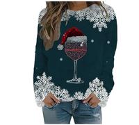 Générique Pull De Noël pour Femme Femmes Noel Sweatshirts Élégant Drole Sweat Sweatshirt Robe À Col Rond Xmas Rigolo Famille Père Lumineux Christmas