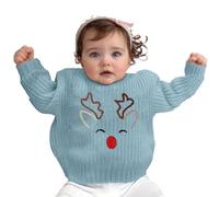 Générique Pull De Noël pour Garçons Et Filles,Pull en Tricot Renne Chaud À Manches Longues Col Ras du Cou Xmas Hauts Veste Hiver Fille Noel 5 Ans Déguisement Moche 2 7 (Bleu Ciel,0-3 Mois)