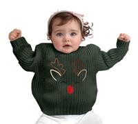 Générique Pull De Noël pour Garçons Et Filles,Pull en Tricot Renne Chaud À Manches Longues Col Ras du Cou Xmas Hauts Veste Hiver Fille Noel 5 Ans Déguisement Moche 2 7 (Dark Vert,0-3 Mois)