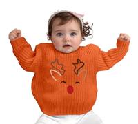 Générique Pull De Noël pour Garçons Et Filles,Pull en Tricot Renne Chaud À Manches Longues Col Ras du Cou Xmas Hauts Veste Hiver Fille Noel 5 Ans Déguisement Moche 2 7 (Orange,0-3 Mois)