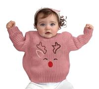 Générique Pull De Noël pour Garçons Et Filles,Pull en Tricot Renne Chaud À Manches Longues Col Ras du Cou Xmas Hauts Veste Hiver Fille Noel 5 Ans Déguisement Moche 2 7 (Rose,0-3 Mois)