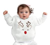Générique Pull De Noël pour Garçons Et Filles,Pull en Tricot Renne Chaud À Manches Longues Col Ras du Cou Xmas Hauts Veste Hiver Fille Noel 5 Ans Déguisement Moche 2 7 (Blanc,0-3 Mois)