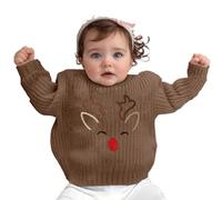 Générique Pull De Noël pour Garçons Et Filles,Pull en Tricot Renne Chaud À Manches Longues Col Ras du Cou Xmas Hauts Veste Hiver Fille Noel 5 Ans Déguisement Moche 2 7 (Brun,0-3 Mois)