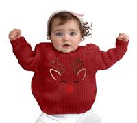 Générique Pull De Noël pour Garçons Et Filles,Pull en Tricot Renne Chaud À Manches Longues Col Ras du Cou Xmas Hauts Veste Hiver Fille Noel 5 Ans Déguisement Moche 2 7 (Rouge,0-3 Mois)