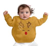 Générique Pull De Noël pour Garçons Et Filles,Pull en Tricot Renne Chaud À Manches Longues Col Ras du Cou Xmas Hauts Veste Hiver Fille Noel 5 Ans Déguisement Moche 2 7 (Or,0-3 Mois)