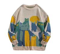 Générique Pull de Noël pour Homme avec Motif Chat Col Rond en Tricot décontracté Manches Longues Tendance Chaud d'hiver
