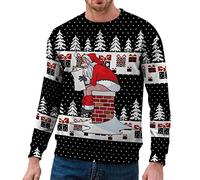 Générique Pull de Noël pour Homme Chaud Mode 3D Imprimé Fesses du Père Noël Sweat Manches Longues Décontracté Pull Noel Homme Moche Sweats de Noël Cadeau Noel Homme