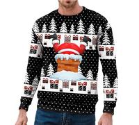 Générique Pull de Noël pour Homme col Rond Impression 3D Sweat de Noël Jumper Pull MocheNoël Pulls Tops À Manches Longues Hiver Pulls Chaud en Tricot pour NoëlChristmas Sweater
