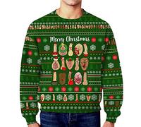 Générique Pull De Noël pour Homme - Sweat sans Capuche Mens Christmas Funny Dirty Secret Casual Loose Crew Neck Sweat à Capuche (Green XL)