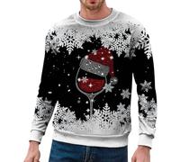 Générique Pull De Noël pour Homme - Sweat-Shirt à col Rond imprimé Joyeux Noël pour Hommes Pull-Over ajusté à Manches Longues Chemises d'entraînement décontractées Chemisier Ample (Black M)