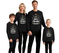 Générique Pull de Noël pour la Famille Femme Homme - Christmas Sweater Longue Manches Tops Pulls De Noël Familles Col Rond Christmas Sweat-Shirt Hiver Chaud Santa Wapiti Imprimé Assortis