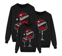 Générique Pull de Noël pour la Famille Femme Homme Enfants Famille Sweatshirt Couple Longue Manches Tops Christmas Imprimé Sweat Pulls de Col Rond Hiver Chaud Mode Parents-Enfants Vetements Mère