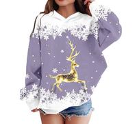 Générique Pull de NoëL pour laFamilleSweats à Capuche pour Filles et Tout-Petits : Les Chemises sont Vertes et remplacées par des Pulls.(Purple,10-11 Ans)