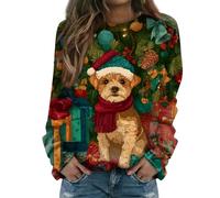 Générique Pull de Noël Ridicule, Blouse Generic Top Original Rose Joli Blanc Rouge Jumper Sweat Moche de Noel Femme, Christmas -Noel Pere Vêtements Pull Moche Noël, M