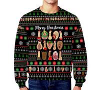 Générique Pull De Noël sans Capuche pour Homme - Sweet Homme sans Capuche Mens Christmas Funny Dirty Secret Casual Loose Crew Neck Sweat à Capuche (Black XXL)