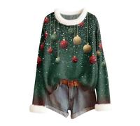 Générique Pull de Noel, Sweat Chauffant T Fete Hiver Col V Ugly Pilou Chemise Femme Cerf Adulte Sweat Moche Moumoute Gilets Pull Moche Chat Noel XL