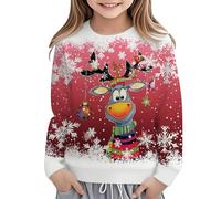 Générique Pull de Noëls Enfants Fille Moche Unisexe Pulls de Noël Motif Renne Pulls Hiver Manches Longues Sweatshirts Chaud vêtements Noels d'hiver Adolescents Cadeaux Noëls 2-12 Ans