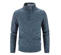 Générique Pull en Grosse Maille À Col Camionneur Pull-Over pour Homme avec col Droit Décontractée Chemise Tricotée à Demi-Zip Automne et Hiver Chaud Pull Tricoté