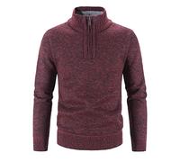 Générique Pull en Grosse Maille À Col Camionneur Pull-Over pour Homme avec col Droit Décontractée Chemise Tricotée à Demi-Zip Automne et Hiver Chaud Pull Tricoté