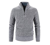 Générique Pull en Grosse Maille À Col Camionneur Pull-Over pour Homme avec col Droit Décontractée Chemise Tricotée à Demi-Zip Automne et Hiver Chaud Pull Tricoté