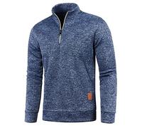 Générique Pull en micro-polaire pour homme avec demi-fermeture Éclair pour l'automne et l'hiver Sweats Homme Coton Knit Polaire Hiver Chaud Nouveau Slim Fit (01 Marine, XXL)